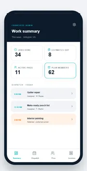 Franchise admin app screen