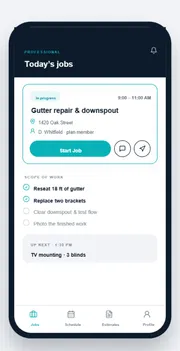 Professional app screen