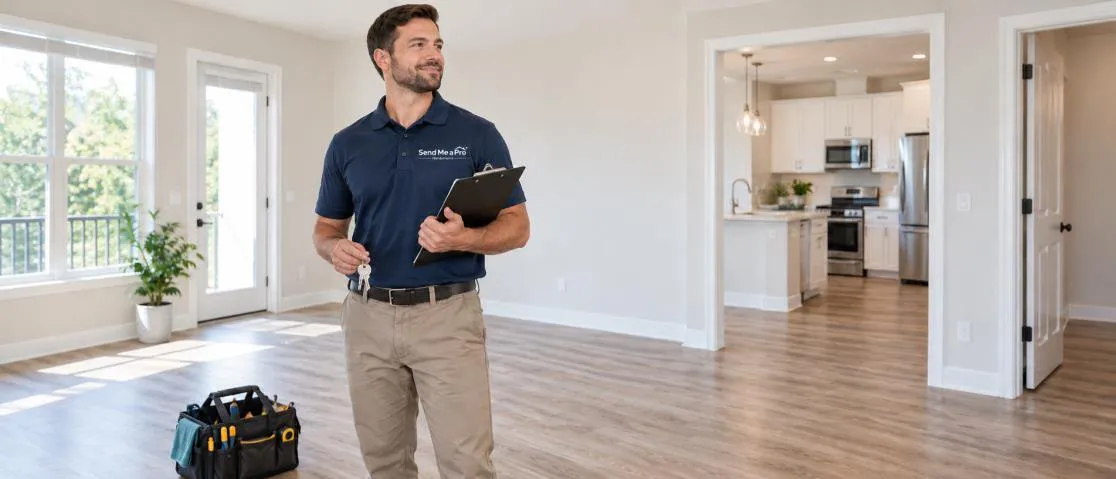 A Send Me a Pro handyman at work inside a home